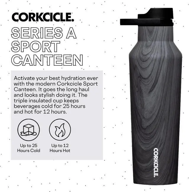 Alt view image 2 of 7 - Corkcicle Sport Canteen Insulated Tumbler, Burnt Wood, 20 oz  Reusable Water Bottle Keeps Beverages Cold for 25 Hours & Hot 12 Hours  Cupholder Friendly Tumbler with Screw-On Cap