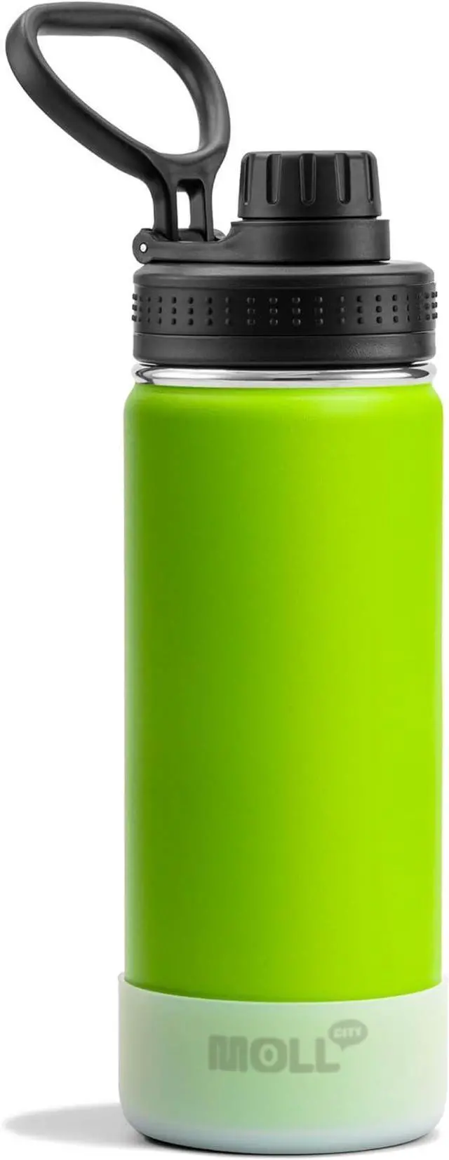Main image of Insulated Water Bottle for School-18 oz Stainless Steel Vacuum Wide Mouth Sports Water Bottle with Silicone Boot-Reusable Metal Leak Proof Travel Water Flask (Apple Green)