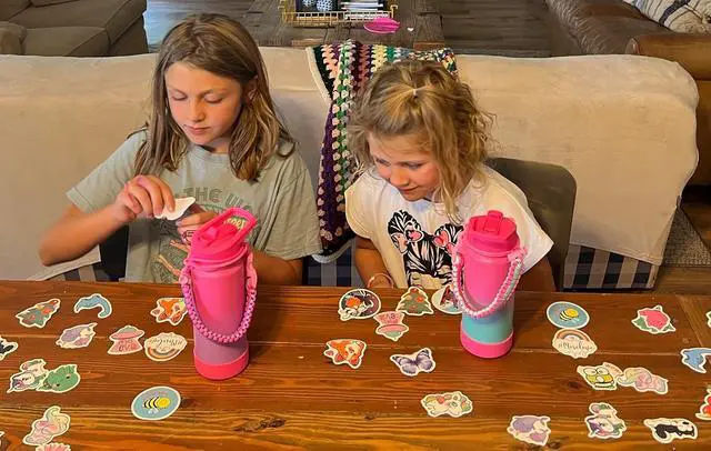 Alt view image 2 of 7 - Mininoo Kids Water Bottle for School, 16oz Insulated Stainless Steel Water Bottle Kids with Straw Lid for GirlsPurple/Pink