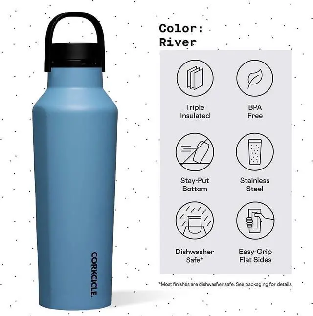 Alt view image 4 of 7 - Corkcicle Sport Canteen Insulated Tumbler, River, 20 oz  Reusable Water Bottle Keeps Beverages Cold for 25 Hours & Hot 12 Hours  Cupholder Friendly Tumbler with Screw-On Cap