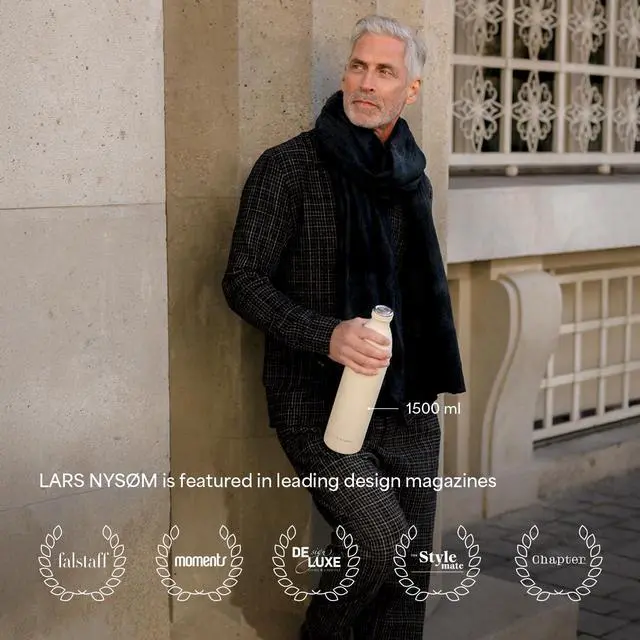 Alt view image 5 of 7 - LARS NYSØM Stainless Steel Insulated Water Bottle 12oz 17oz 25oz 34oz 51oz | Insulated Thermo Flask for Hot and Cold Beverages | Leakproof Drinking Bottle (Stainless Steel, 25.4oz)