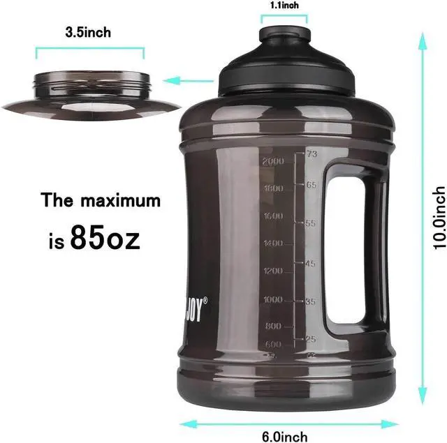 Alt view image 2 of 6 - Water Bottle with Handle 2.5L Large Sports Water Bottle Half Gallon BPA Free Plastic Water Bottles Wide Mouth Water Bottle 83oz Reusable Gym Water Jug for Home Drinking Outdoor Sports Hiking Fitness