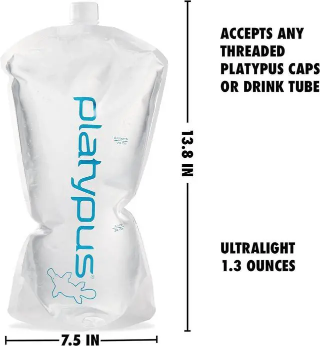 Alt view image 2 of 7 - Platypus Platy 2-Liter Ultralight Collapsible Backpacking Water Bottle