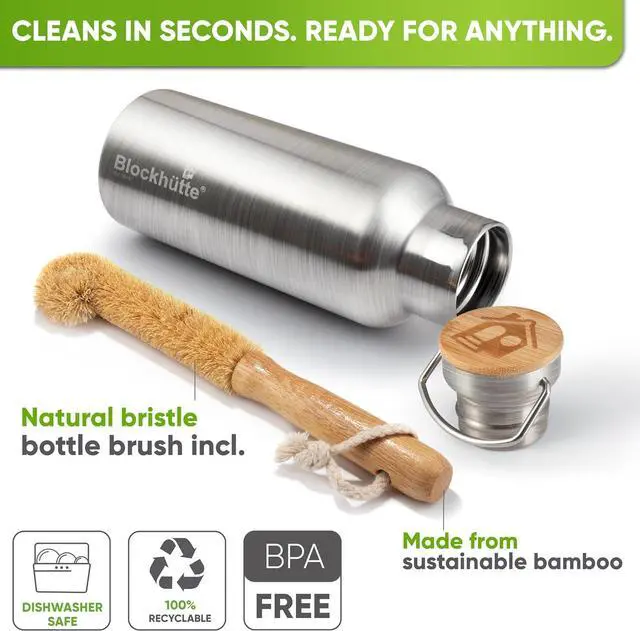 Alt view image 3 of 7 - Blockhütte Vacuum Insulated Stainless Steel Water Bottle I 17 oz I Wide Mouth Metal Bottle for hot and cold drinks I BPA-Free I perfect for Travel, School I Kids, Adults, Water Canteen, Sports, flask