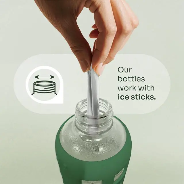 Alt view image 5 of 7 - purifyou 40oz / 32oz / 22oz / 12oz Borosilicate Glass Water Bottle with Time & Volume Markers, Silicone Sleeve, Stainless Steel Lid | Reusable Glass Bottle for Water & Juice (32oz Shale Green)