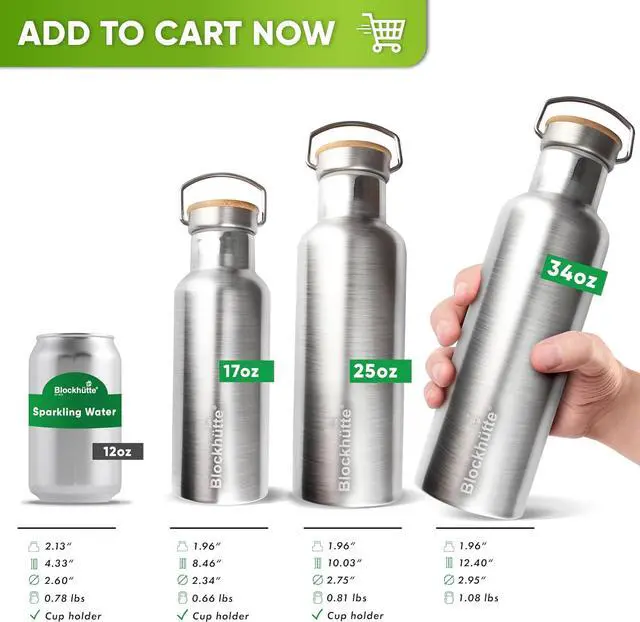 Alt view image 5 of 7 - Blockhütte Vacuum Insulated Stainless Steel Water Bottle I 17 oz I Wide Mouth Metal Bottle for hot and cold drinks I BPA-Free I perfect for Travel, School I Kids, Adults, Water Canteen, Sports, flask