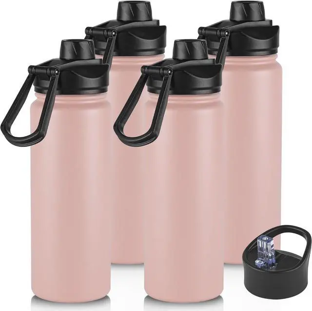 Main image of VEGOND 32 oz Insulated Water Bottle Bulk Stainless Steel Metal Water Bottles with Leak Proof Straw Lid & Spout Lid, Wide Mouth Double Walled Vacuum Travel Sports Bottle, 4 Pack