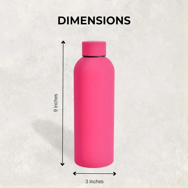 Alt view image 2 of 7 - 17oz Matte Finish Stainless Steel Water Bottle | Vacuum Insulated Travel Bottle | 12 hrs Hot & 18 hrs Cold | Smooth Rubber Finish Water Bottle (Pink)