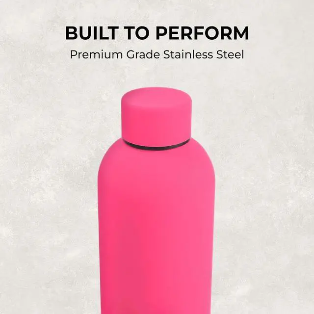 Alt view image 3 of 7 - 17oz Matte Finish Stainless Steel Water Bottle | Vacuum Insulated Travel Bottle | 12 hrs Hot & 18 hrs Cold | Smooth Rubber Finish Water Bottle (Pink)