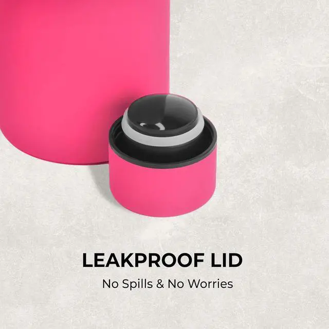 Alt view image 5 of 7 - 17oz Matte Finish Stainless Steel Water Bottle | Vacuum Insulated Travel Bottle | 12 hrs Hot & 18 hrs Cold | Smooth Rubber Finish Water Bottle (Pink)