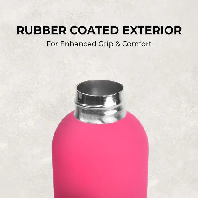Alt view image 6 of 7 - 17oz Matte Finish Stainless Steel Water Bottle | Vacuum Insulated Travel Bottle | 12 hrs Hot & 18 hrs Cold | Smooth Rubber Finish Water Bottle (Pink)