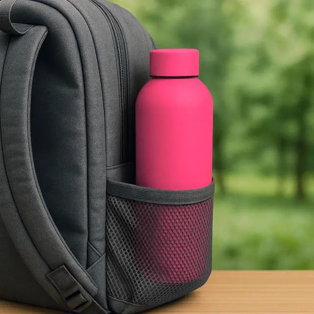 Alt view image 7 of 7 - 17oz Matte Finish Stainless Steel Water Bottle | Vacuum Insulated Travel Bottle | 12 hrs Hot & 18 hrs Cold | Smooth Rubber Finish Water Bottle (Pink)