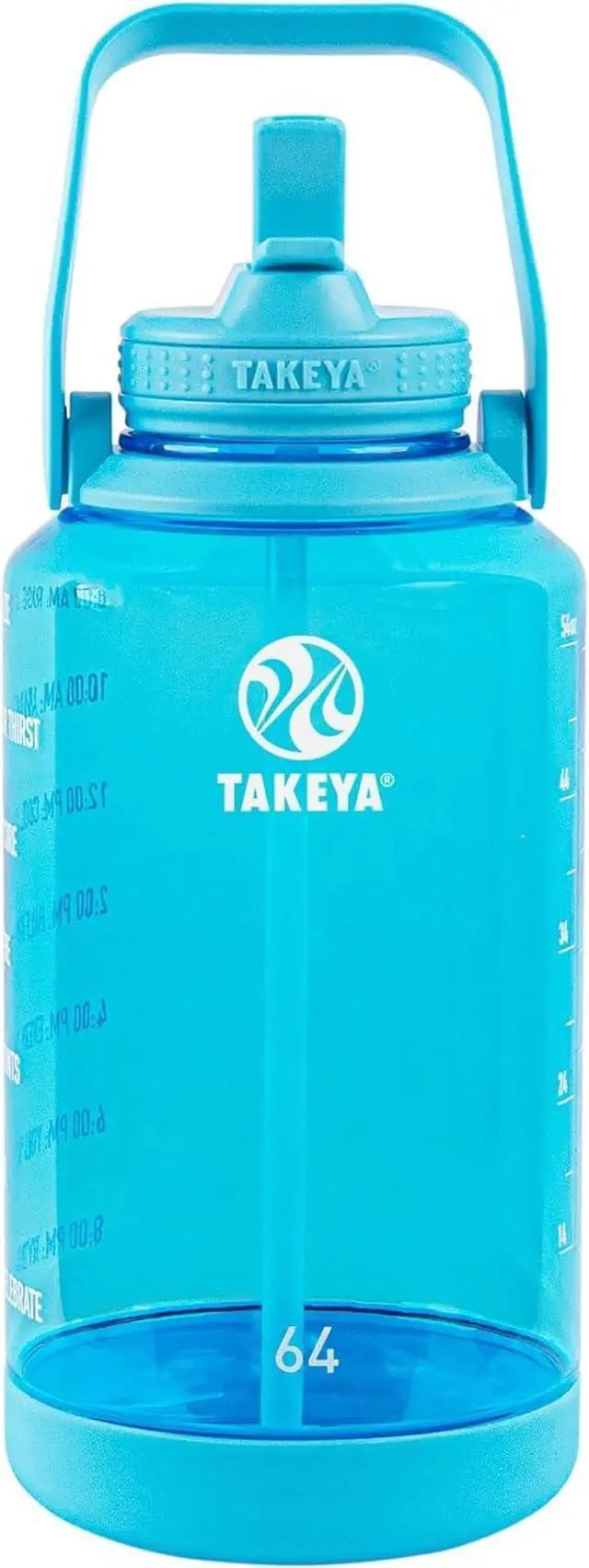 Main image of Takeya Tritan 64 oz Motivational Water Bottle with Straw Lid - Durable, BPA-Free - With Time Marker - Leakproof & Non-Slip Bumper - Breezy Blue