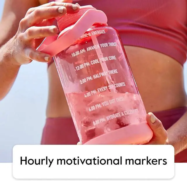 Alt view image 3 of 7 - Takeya Tritan 64 oz Motivational Water Bottle with Straw Lid - Durable, BPA-Free - With Time Marker - Leakproof & Non-Slip Bumper - Breezy Blue