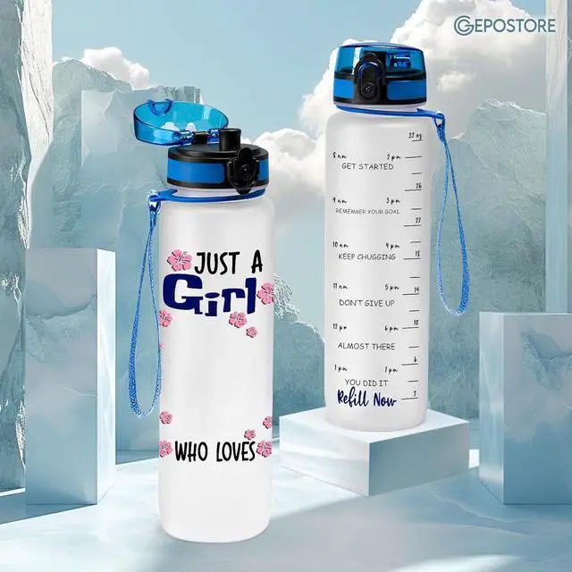 Alt view image 4 of 7 - 32 Oz Water Track Bottle, Water Bottle With Time Marker, Gifts For Friends