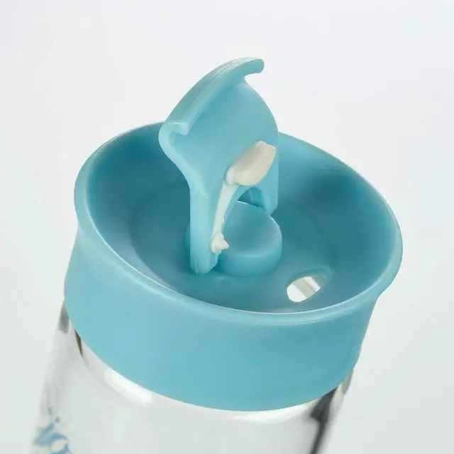 Alt view image 3 of 4 - Christian Art Gifts Reusable Floral Glass Water Bottle with Light Blue Pop-Up Lid for Travel and Beverages - 20 oz Bottle with Inspirational Scripture for Women - The Joy of The Lord -Nehemiah 8:10