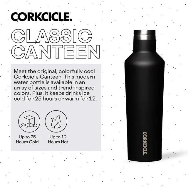 Alt view image 3 of 6 - Corkcicle Classic Canteen Insulated Tumbler, Matte Black, 16 oz  Reusable Water Bottle Keeps Beverages Cold for 25 Hours & Hot 12 Hours  Cupholder Friendly Tumbler with Screw-On Cap