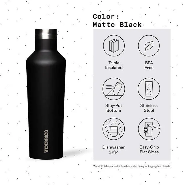 Alt view image 5 of 6 - Corkcicle Classic Canteen Insulated Tumbler, Matte Black, 16 oz  Reusable Water Bottle Keeps Beverages Cold for 25 Hours & Hot 12 Hours  Cupholder Friendly Tumbler with Screw-On Cap