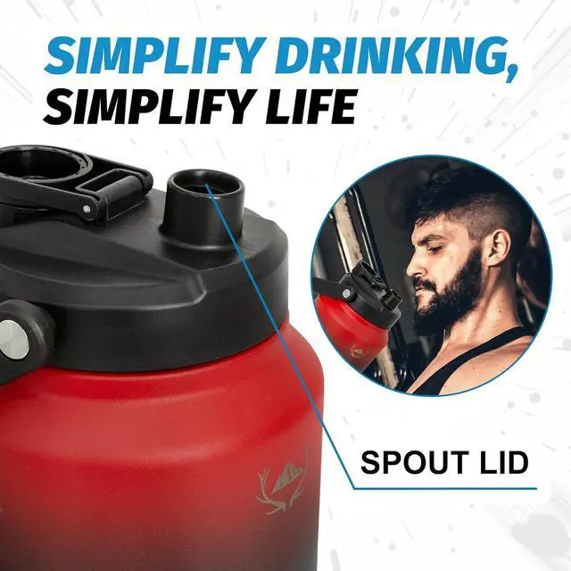 Alt view image 3 of 7 - NATURE PIONEOR Insulated Water Bottles with Strap Pouch - 84 oz Stainless Steel Vacuum Bottle with Holder/Carrier/Sleeve - 18/8 Food Grade 84oz Water Jug