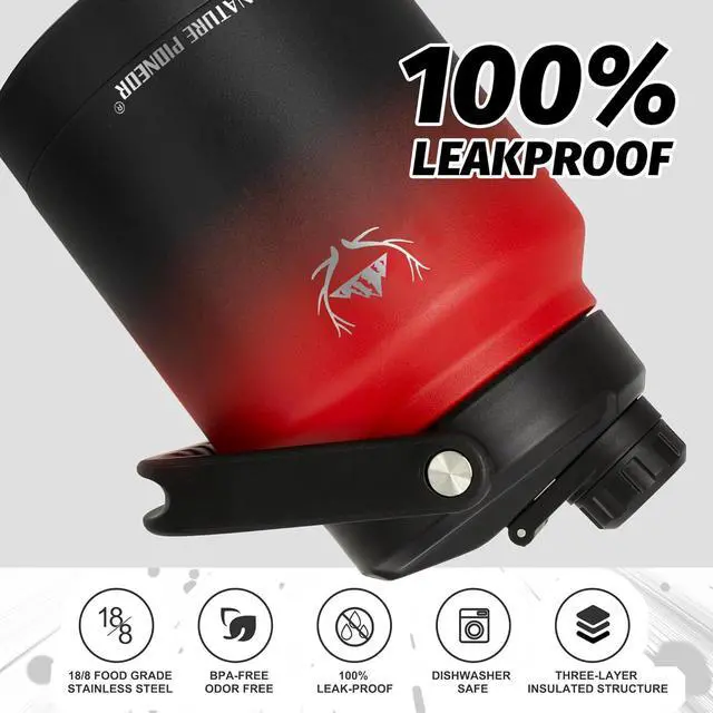 Alt view image 6 of 7 - NATURE PIONEOR Insulated Water Bottles with Strap Pouch - 84 oz Stainless Steel Vacuum Bottle with Holder/Carrier/Sleeve - 18/8 Food Grade 84oz Water Jug