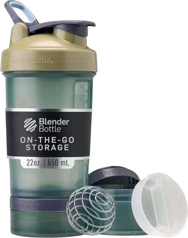 Main image of BlenderBottle Shaker Bottle with Pill Organizer and Storage for Protein Powder, Classic V2 ProStak System, 22-Ounce, Tan