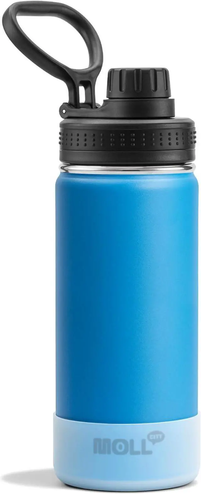 Main image of Kids Insulated Water Bottle-16 oz Stainless Steel Vacuum Wide Mouth Sports Flask with Silicone Boot-Reusable Metal Leak Proof Travel Water Bottle for Girls Boys, BPA-Free(Sky Blue)
