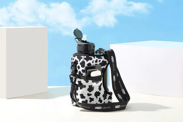 Alt view image 6 of 7 - H2O Capsule Half Gallon Cube Square Water Bottle value pack - 2.2L Water Bottle with Strap, 2 Storage Sleeves, Straw Lid  BPA Free Reusable Sports Water Jug with Handle, (68 Ounce)