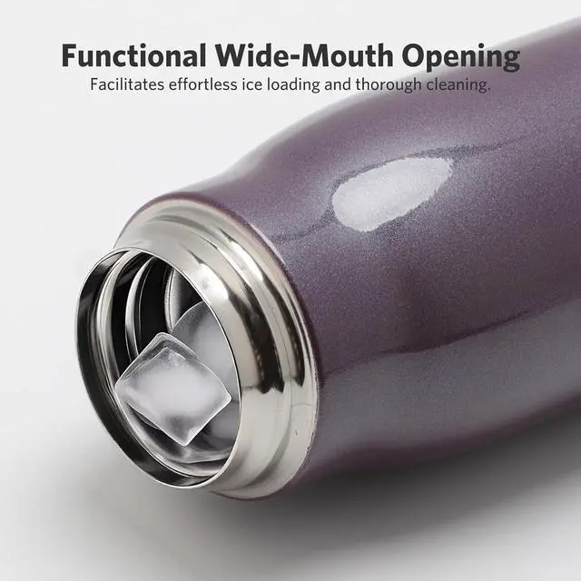 Alt view image 2 of 7 - 17 oz Stainless Steel Water Bottle Double Wall Vacuum Insulated Kids Wide Mouth Flask with Leakproof Portable Lid