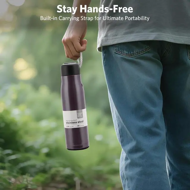 Alt view image 5 of 7 - 17 oz Stainless Steel Water Bottle Double Wall Vacuum Insulated Kids Wide Mouth Flask with Leakproof Portable Lid