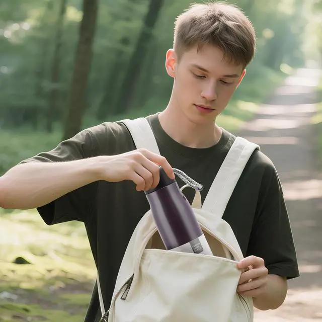 Alt view image 6 of 7 - 17 oz Stainless Steel Water Bottle Double Wall Vacuum Insulated Kids Wide Mouth Flask with Leakproof Portable Lid