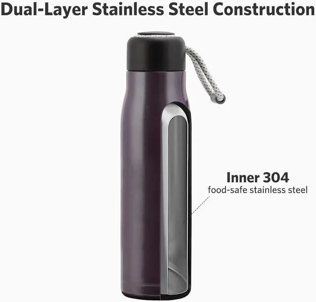 Alt view image 4 of 7 - 17 oz Stainless Steel Water Bottle Double Wall Vacuum Insulated Kids Wide Mouth Flask with Leakproof Portable Lid