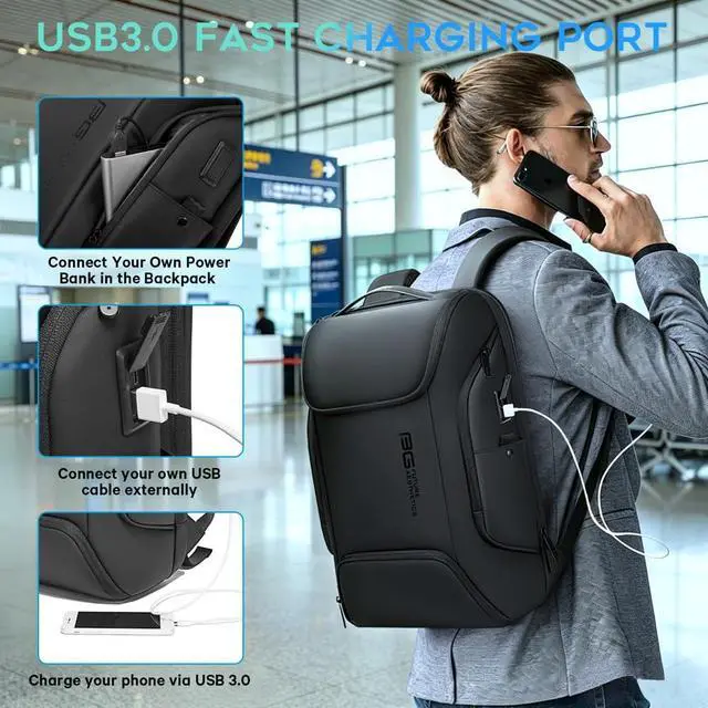 Alt view image 4 of 7 - FUTURE AESTHEICS Business Laptop Smart backpack Can Hold 15.6 Inch Laptop Commute Backpack Carry on bag for men and women