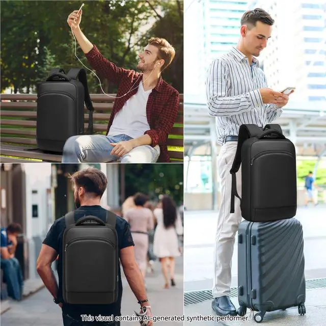 Alt view image 7 of 7 - Slim Laptop Backpack for Men 15.6 Inch Lightweght Business Backpack Waterproof Travel Backpack with USB Charger Port Computer Bag College Backpacks Gifts for Men Women