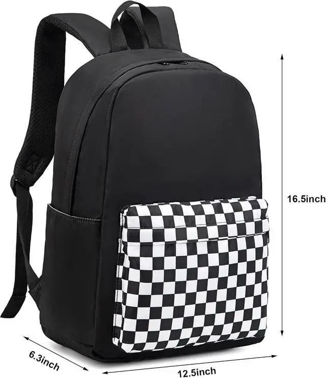 Alt view image 3 of 5 - Checkered Backpack for Girls Women Teens, School Backpack College Bookbags Ladies Laptop Backpacks