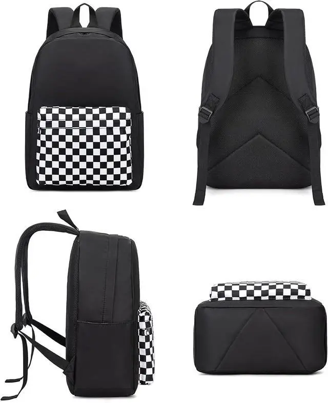 Alt view image 5 of 5 - Checkered Backpack for Girls Women Teens, School Backpack College Bookbags Ladies Laptop Backpacks
