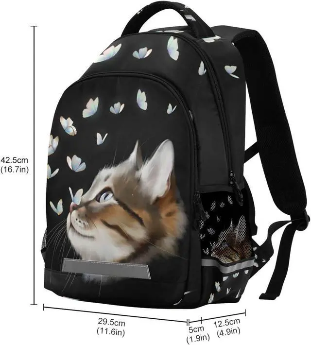 Alt view image 3 of 7 - ALAZA Cute Cat Kitten with Butterfly Backpacks Travel Laptop Daypack School Book Bag for Men Women