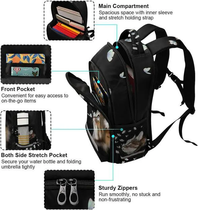 Alt view image 5 of 7 - ALAZA Cute Cat Kitten with Butterfly Backpacks Travel Laptop Daypack School Book Bag for Men Women