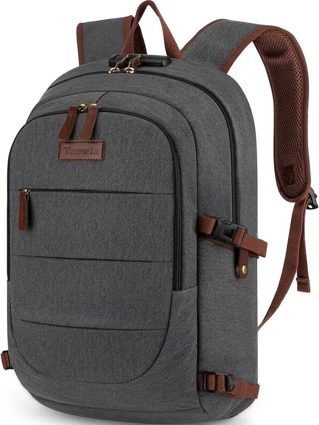 Main image of Tzowla Canvas Laptop Backpack-Anti Theft Bag for Men Women,Rucksack Fits 15.6Inch Laptop, Work Travel with Lock