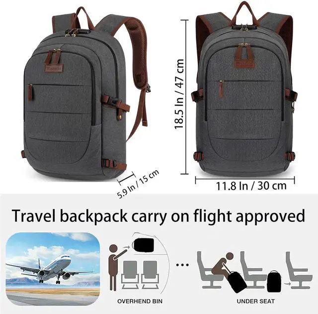 Alt view image 2 of 7 - Tzowla Canvas Laptop Backpack-Anti Theft Bag for Men Women,Rucksack Fits 15.6Inch Laptop, Work Travel with Lock