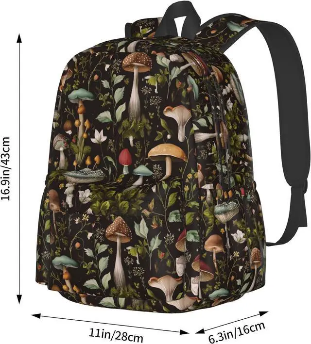 Alt view image 4 of 7 - Mushroom Backpack Book Bags Lightweight Casual Laptop Backpacks Travel Daypack For Man Woman