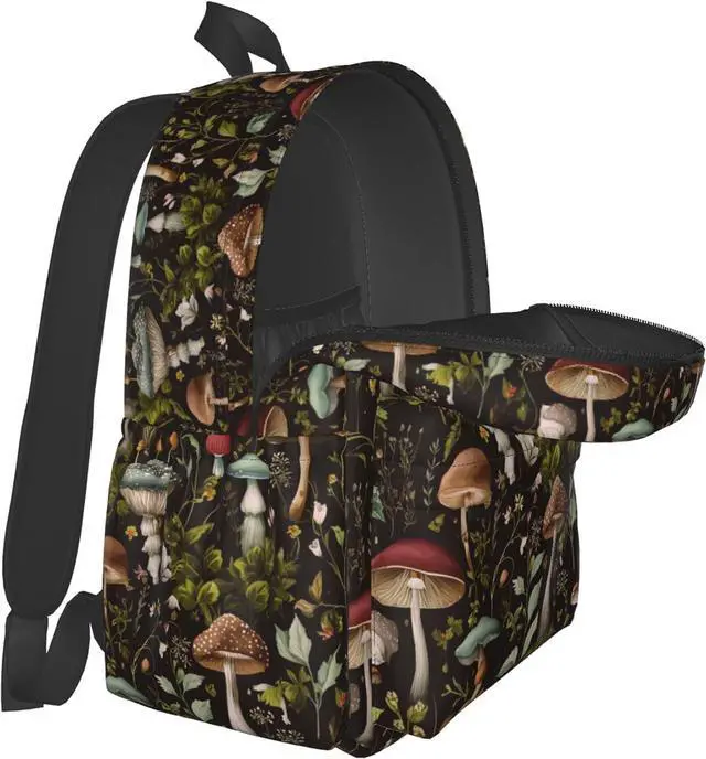 Alt view image 5 of 7 - Mushroom Backpack Book Bags Lightweight Casual Laptop Backpacks Travel Daypack For Man Woman