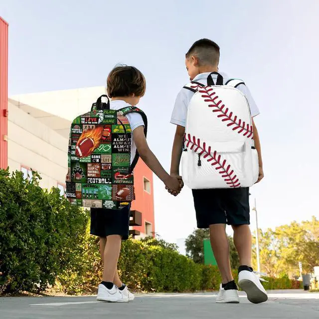 Alt view image 7 of 7 - Fire Football School Backpack for Boys Bookbag, 17 Inch Football Backpack for School, Kids Footballs Sports Theme Laptop Back Pack for School Travel Hiking Camping