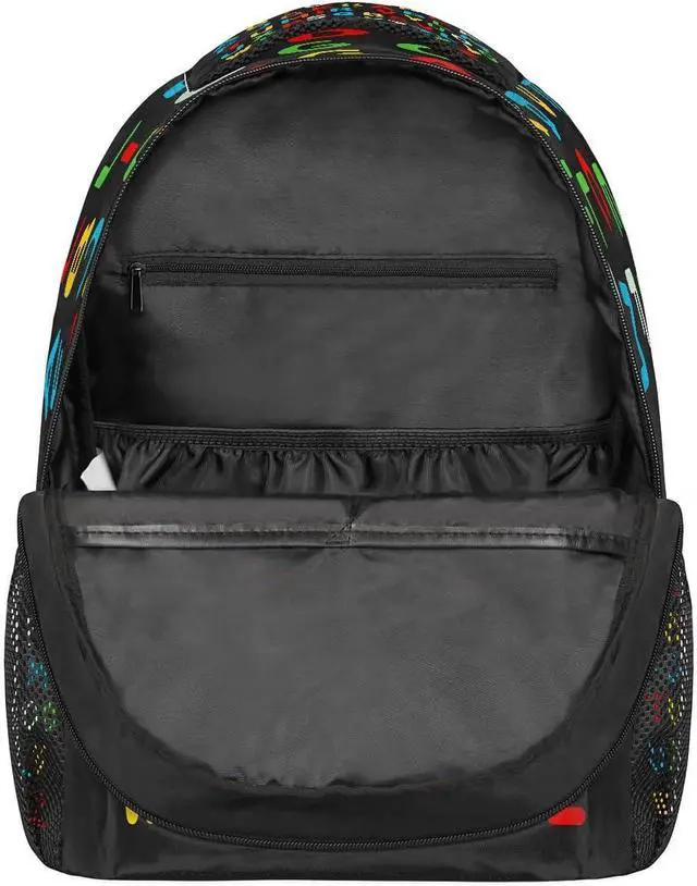 Alt view image 6 of 7 - Education Alphabet School Bag Backpack College Bookbag, Rainbow Letter Laptop Backpacks Computer Bag Travel Hiking Camping Daypack for Women Girls Men Boys Students