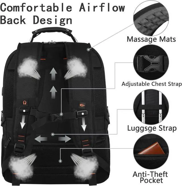 Alt view image 4 of 6 - 18.4 Inch Laptop Backpack,Extra Large Travel Backpack with RFID Anti Theft, TSA Friendly Backpack,Water Resistant,Computer Bag for Women Men Notebook&Basketball