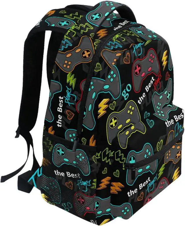 Alt view image 3 of 7 - Video Game Backpack Bookbag Gamer Gaming Daypack Travel Hiking Camping School Laptop Bag