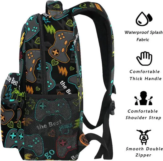 Alt view image 5 of 7 - Video Game Backpack Bookbag Gamer Gaming Daypack Travel Hiking Camping School Laptop Bag