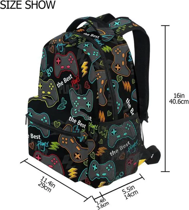 Alt view image 6 of 7 - Video Game Backpack Bookbag Gamer Gaming Daypack Travel Hiking Camping School Laptop Bag