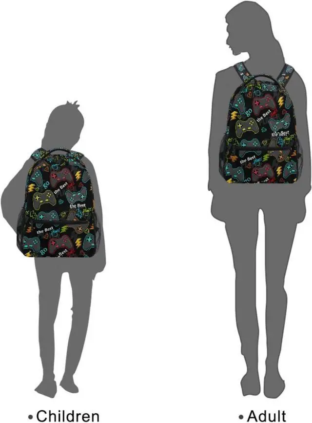 Alt view image 7 of 7 - Video Game Backpack Bookbag Gamer Gaming Daypack Travel Hiking Camping School Laptop Bag