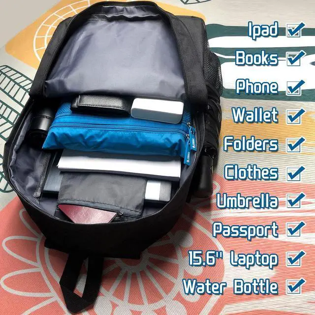 Alt view image 5 of 7 - Unisex Classic Canvas Backpack Hiking Bag Travel Daypack Bookbag Laptop Bag (Black1)