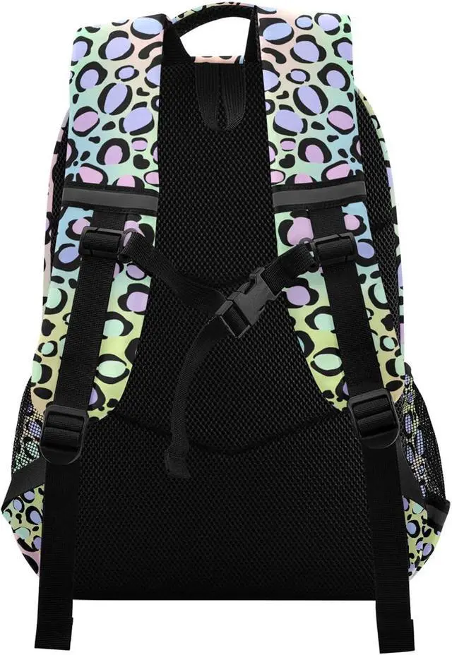 Alt view image 2 of 7 - MNSRUU School Backpack with Chest Strap, Leopard Print Laptop Backpack, Travel Hiking Backpack for Boys Girls, Rucksack, Knapsack